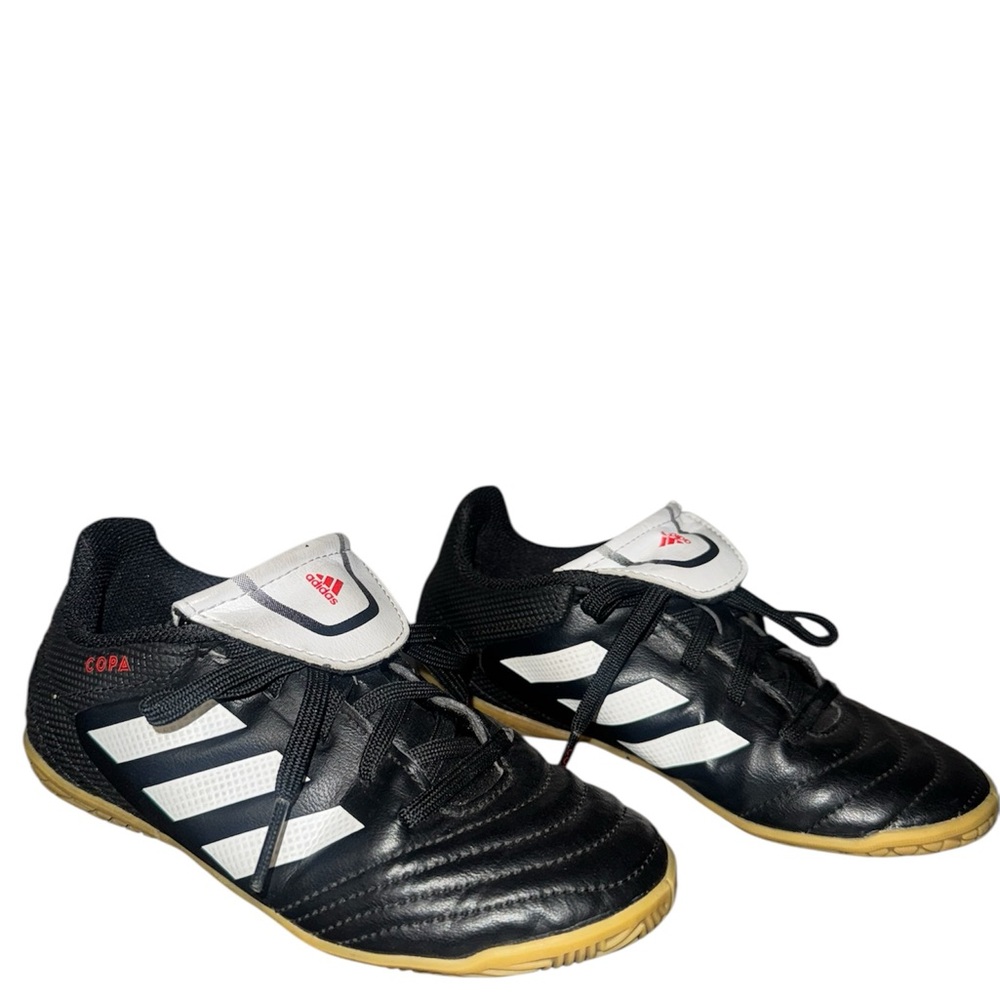 Adidas Copa Kids Size 13 Black Sneakers • White Stripes • Red Logo